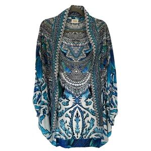 Natural Impressions blue and white beaded cover-up